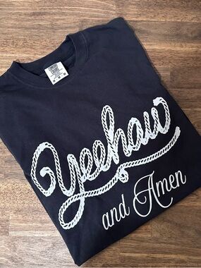 Yeehaw and Amen Black Graphic Tee